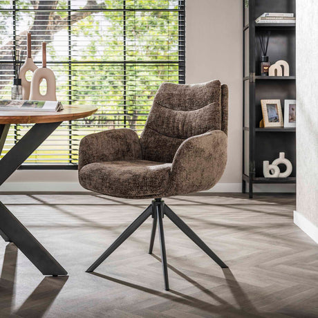 Dining room chairs - Dining room chair Elite Taupe Chenille Fabric Rich Rotatable - Dimehouse