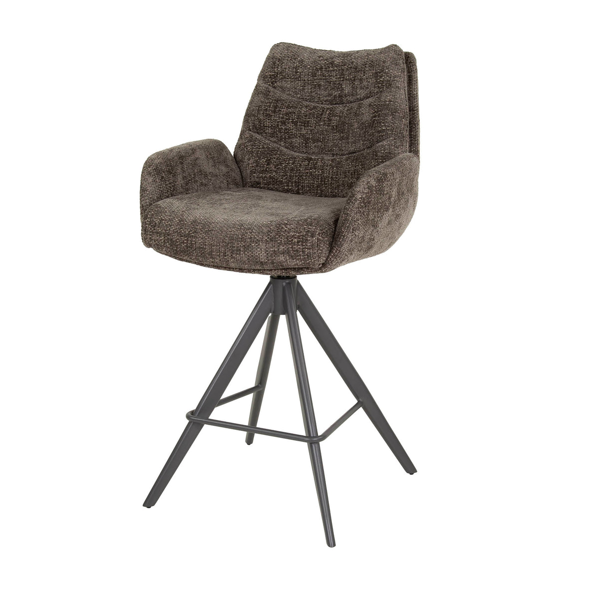 Bar Stools - Bar Stool Elite Taupe Chenille Fabric Rich Rotatable - Dimehouse