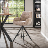 Bar Stools - Set of 2 Bar Stools Elite Sand Chenille Fabric Rich Rotatable - Dimehouse
