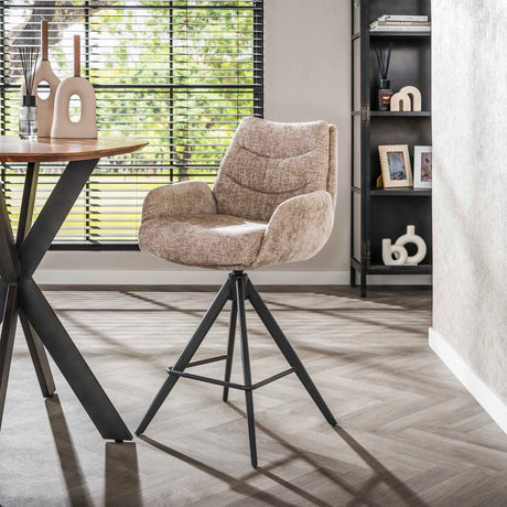 Bar Stools - Bar Stool Elite Sand Chenille Fabric Rich Rotatable - Dimehouse
