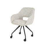 Dining room chairs - Dining room chair with wheels Springo Rotatable Eagle Fabric Cream - Dimehouse