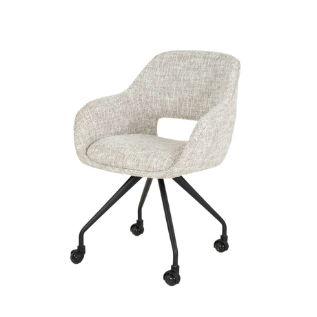 Dining room chairs - Dining room chair with wheels Springo Rotatable Eagle Fabric Cream - Dimehouse