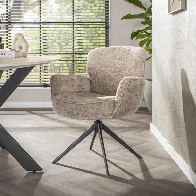 Dining room chairs - Set of 2 dining room chairs Savona swivel Hoven rich sand - Dimehouse