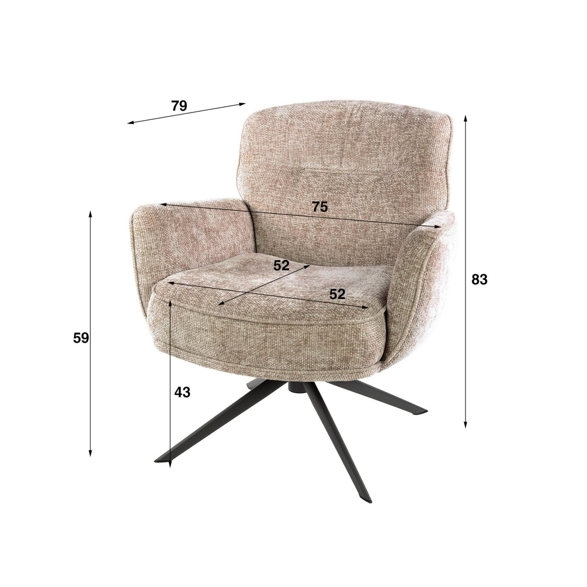 Armchairs - Savona swivel armchair Hoven Rich Fabric Sand - Dimehouse