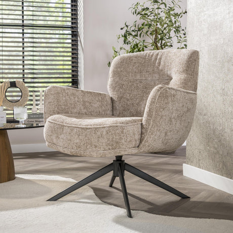 Armchairs - Savona swivel armchair Hoven Rich Fabric Sand - Dimehouse