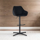 Bar Stools - Venom Bar Stool Black Velvet - Adjustable Swivel Bar Chair with Armrest - Dimehouse