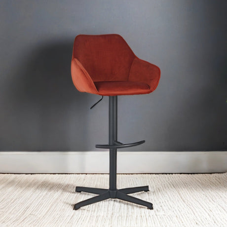 Bar Stools - Venom Bar Stool Copper Velvet - Adjustable Swivel Bar Chair with Armrest - Dimehouse