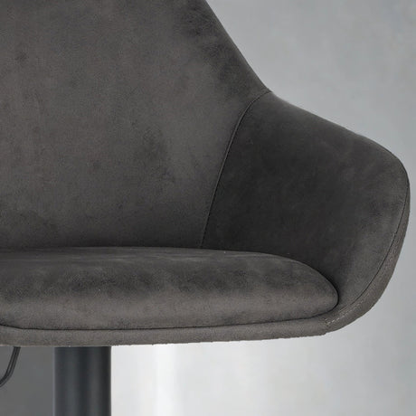 Bar Stools - Venom Bar Stool Anthracite Eco - leather - Adjustable Swivel Bar Chair with Armrest - Dimehouse