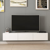 TV Furniture - TV Furniture Set Rigel White Melamine 180x30x32 cm - Dimehouse