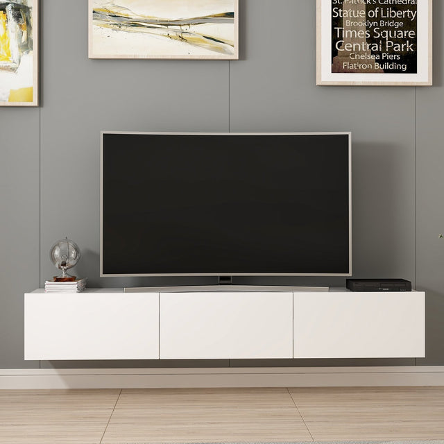 TV Furniture - TV Furniture Set Rigel White Melamine 180x30x32 cm - Dimehouse