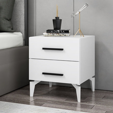 Bedside tables - Bedside table Bare White Melamine 50x56x47 cm - Dimehouse