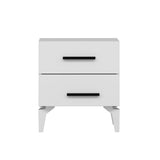 Bedside tables - Bedside table Bare White Melamine 50x56x47 cm - Dimehouse