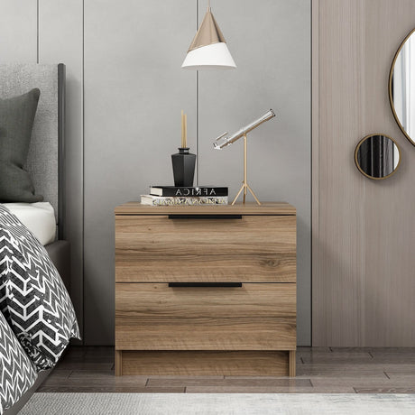 Bedside tables - Bedside table Kala Plus Walnut Melamine 54x40x47 cm - Dimehouse