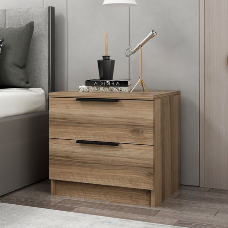 Bedside tables - Bedside table Kala Plus Walnut Melamine 54x40x47 cm - Dimehouse