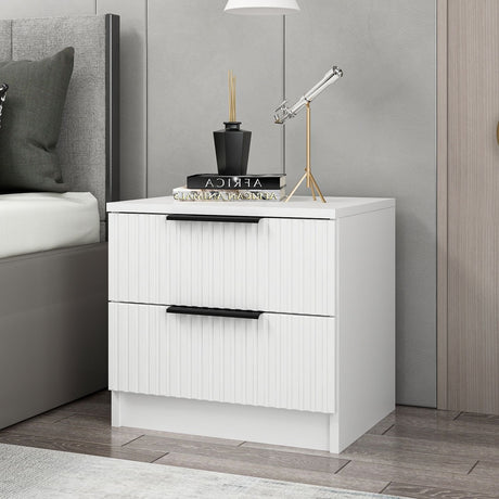 Bedside tables - Bedside table Kala Plus White Melamine 50x47x40 cm - Dimehouse