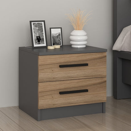 Bedside tables - Bedside table Bare Walnut Melamine 50x40x47 cm - Dimehouse