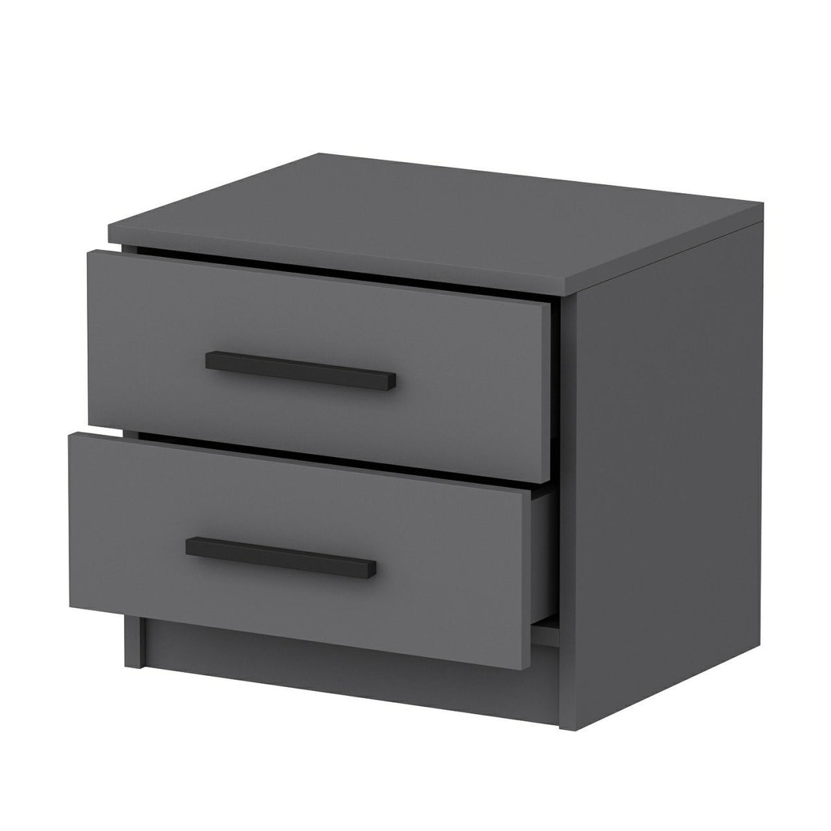Bedside tables - Bedside table Kale Anthracite Melamine 50x40x47 cm - Dimehouse