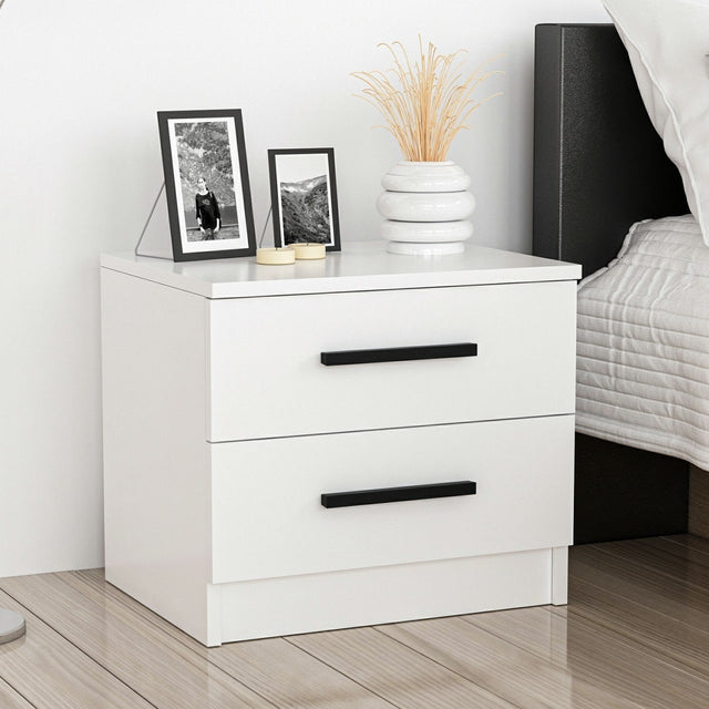 Bedside tables - Bedside table Bare White Melamine 50x40x47 cm - Dimehouse
