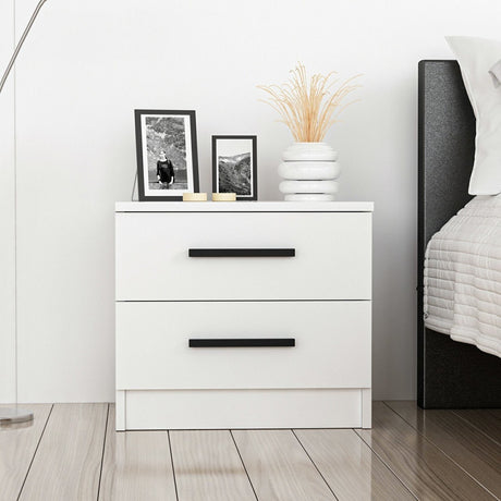 Bedside tables - Bedside table Bare White Melamine 50x40x47 cm - Dimehouse