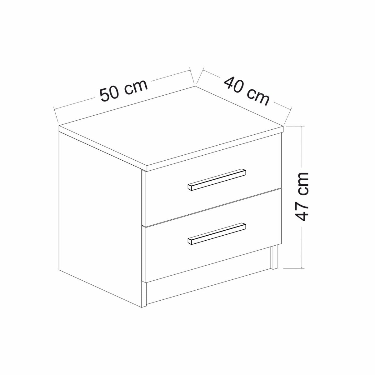 Bedside tables - Bedside table Bare White Melamine 50x40x47 cm - Dimehouse
