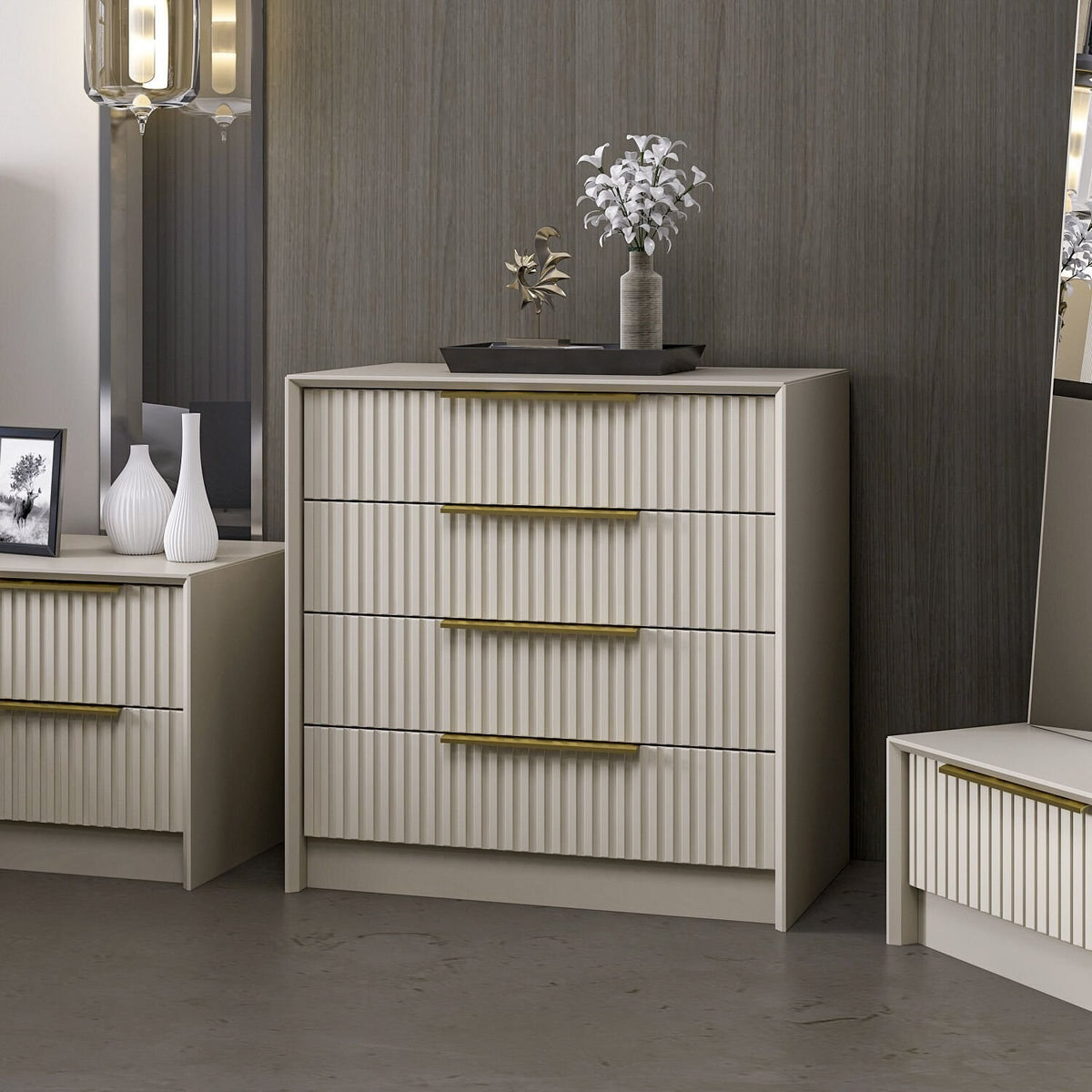 Chests of drawers - Chest of drawers Kala Luxury Stone Melamine 72x77x45 cm - Dimehouse