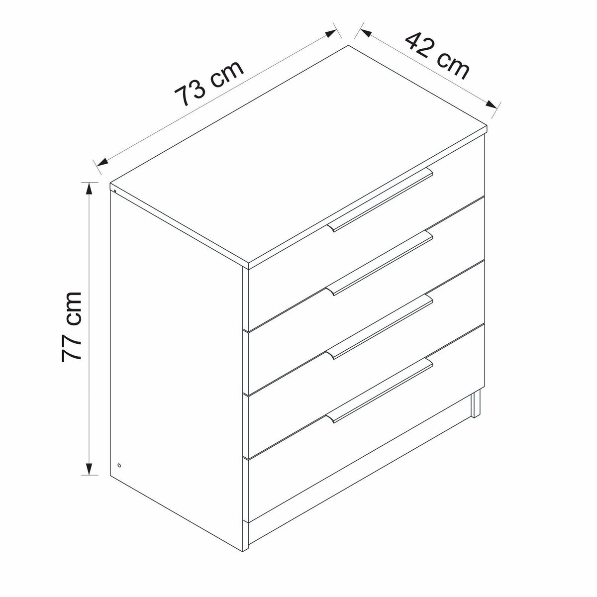 Chests of drawers - Chest of drawers Kala Plus Walnut Melamine 73x77x42 cm - Dimehouse