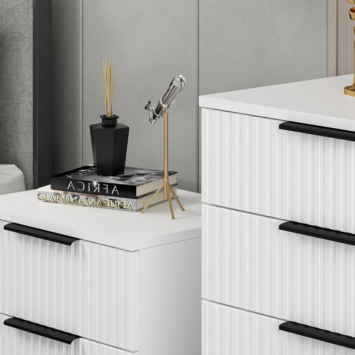 Chests of drawers - Chest of drawers Bare White Melamine 72x77x42 cm - Dimehouse