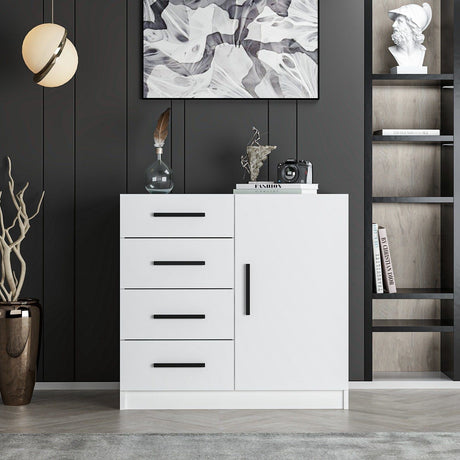 Chests of drawers - Chest of drawers Bare White Melamine 90x85x47 cm - Dimehouse