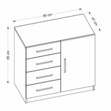 Chests of drawers - Chest of drawers Bare White Melamine 90x85x47 cm - Dimehouse