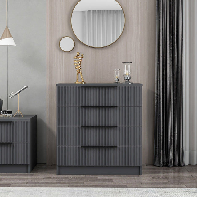 Chests of drawers - Chest of drawers Kale Anthracite Melamine 72x77x42 cm - Dimehouse