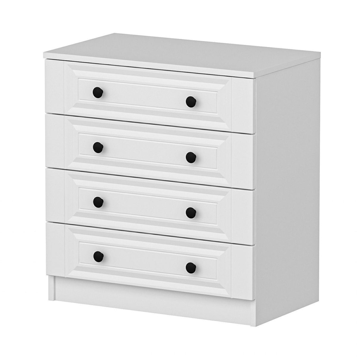Chests of drawers - Chest of drawers Bare White with Knobs Melamine 72x77x42 cm - Dimehouse
