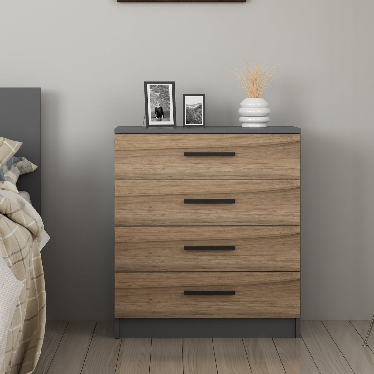 Chests of drawers - Chest of drawers Bare Walnut Melamine 70x42x79 cm - Dimehouse