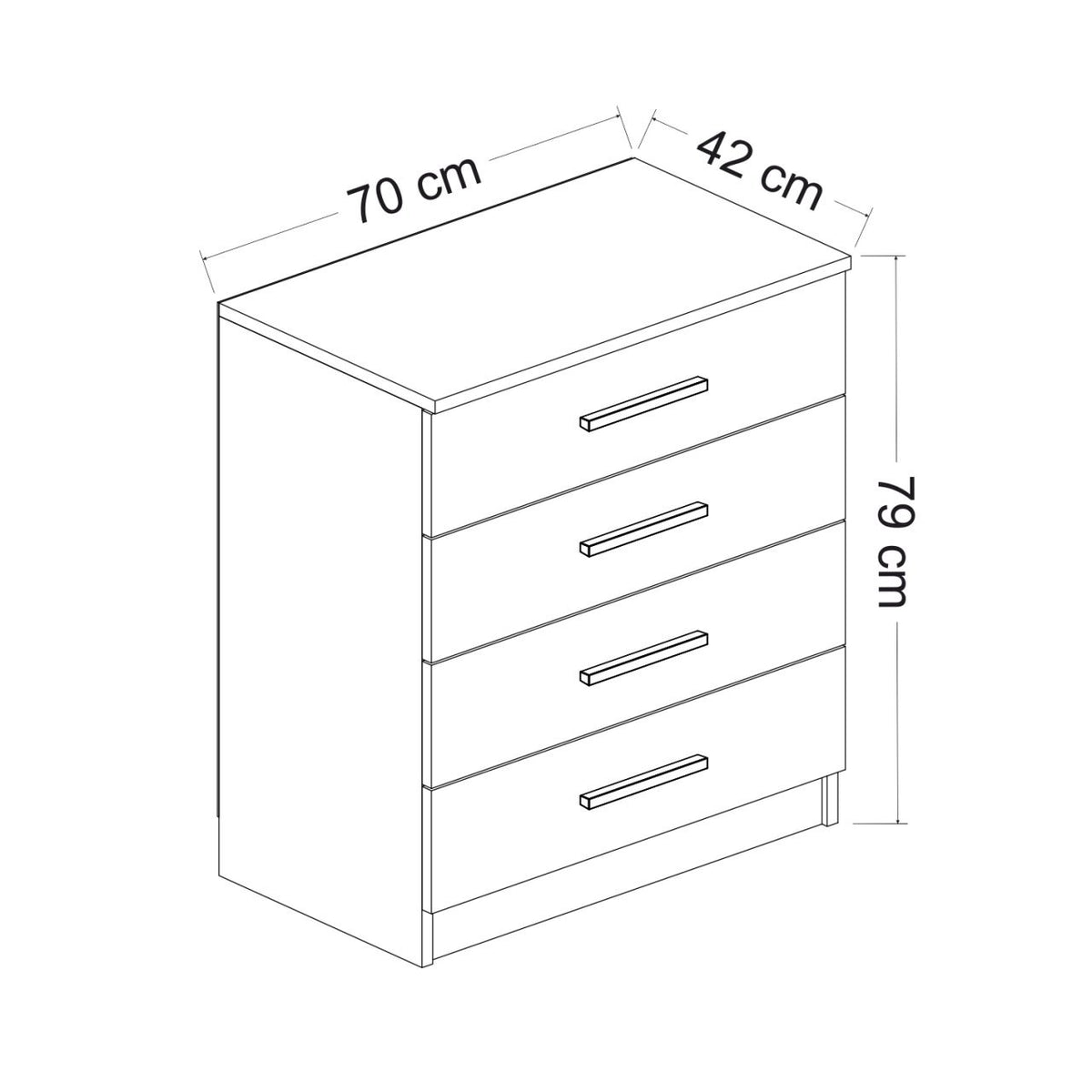 Chests of drawers - Chest of drawers Bare Walnut Melamine 70x42x79 cm - Dimehouse