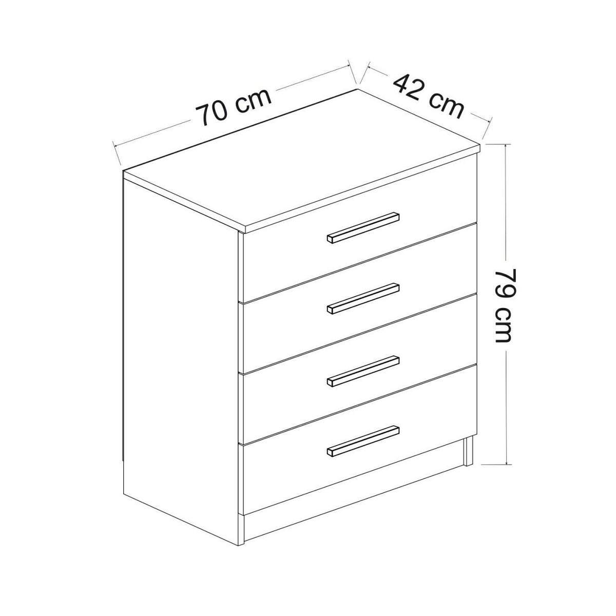 Chests of drawers - Chest of drawers Bare White Melamine 70x42x79 cm - Dimehouse