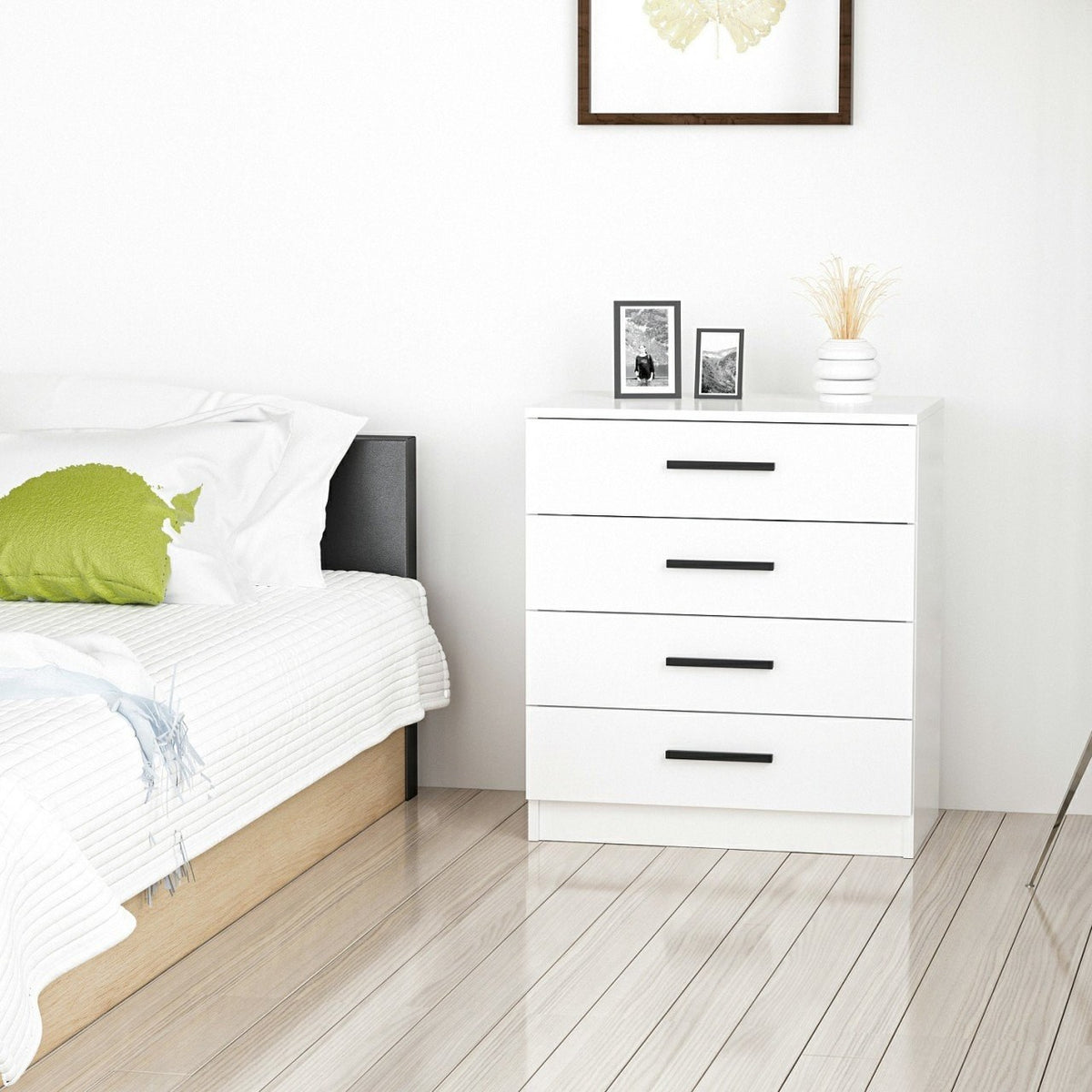 Chests of drawers - Chest of drawers Bare White Melamine 70x42x79 cm - Dimehouse
