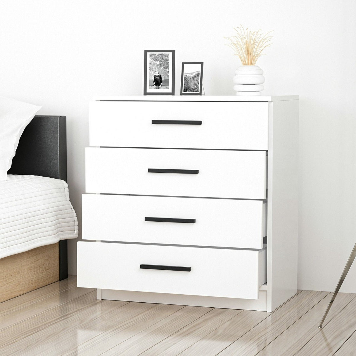 Chests of drawers - Chest of drawers Bare White Melamine 70x42x79 cm - Dimehouse