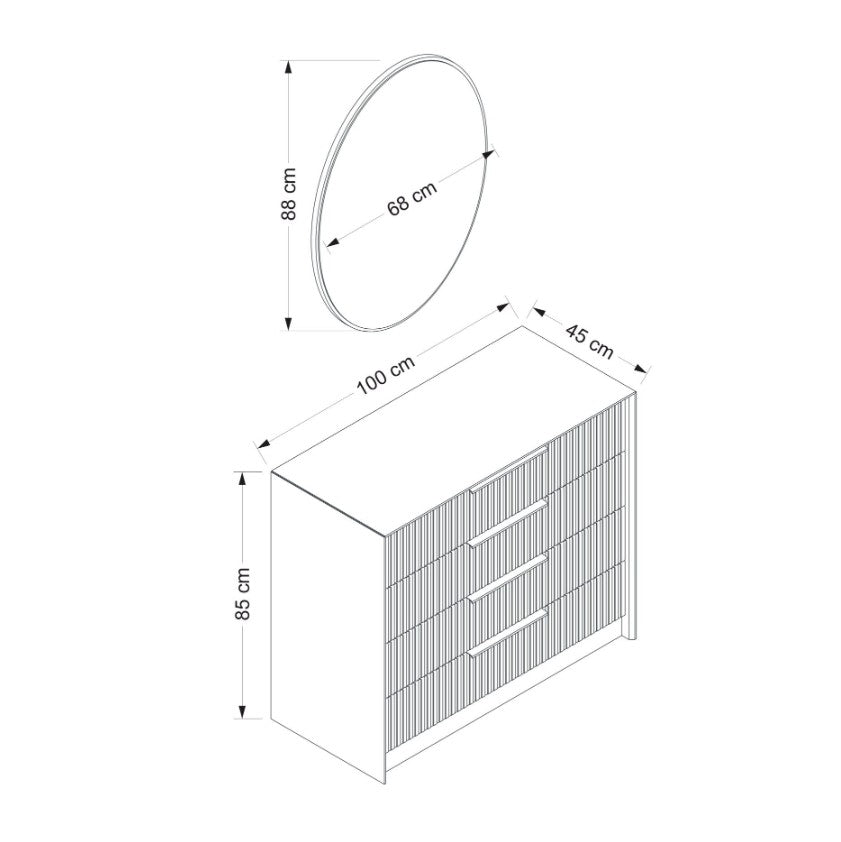 Chests of drawers - Chest of drawers Kale Luxury Anthracite Melamine 100x85x45 cm - Dimehouse