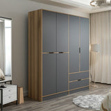 Wardrobes - Wardrobe Elina Anthracite Gold Melamine 185x208x52 cm - Dimehouse