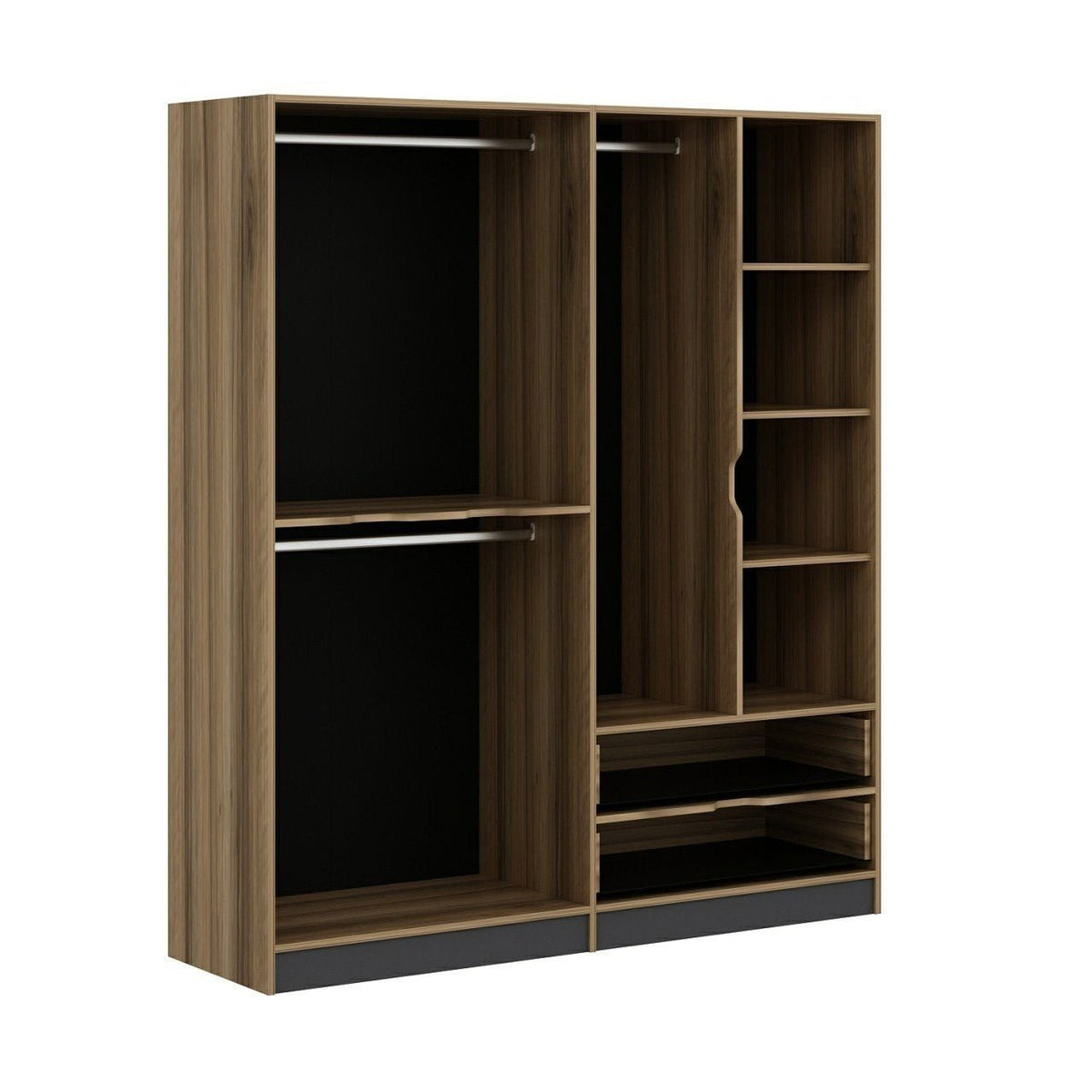 Wardrobes - Wardrobe Elina Anthracite Gold Melamine 185x208x52 cm - Dimehouse