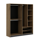 Wardrobes - Wardrobe Elina Anthracite Gold Melamine 185x208x52 cm - Dimehouse