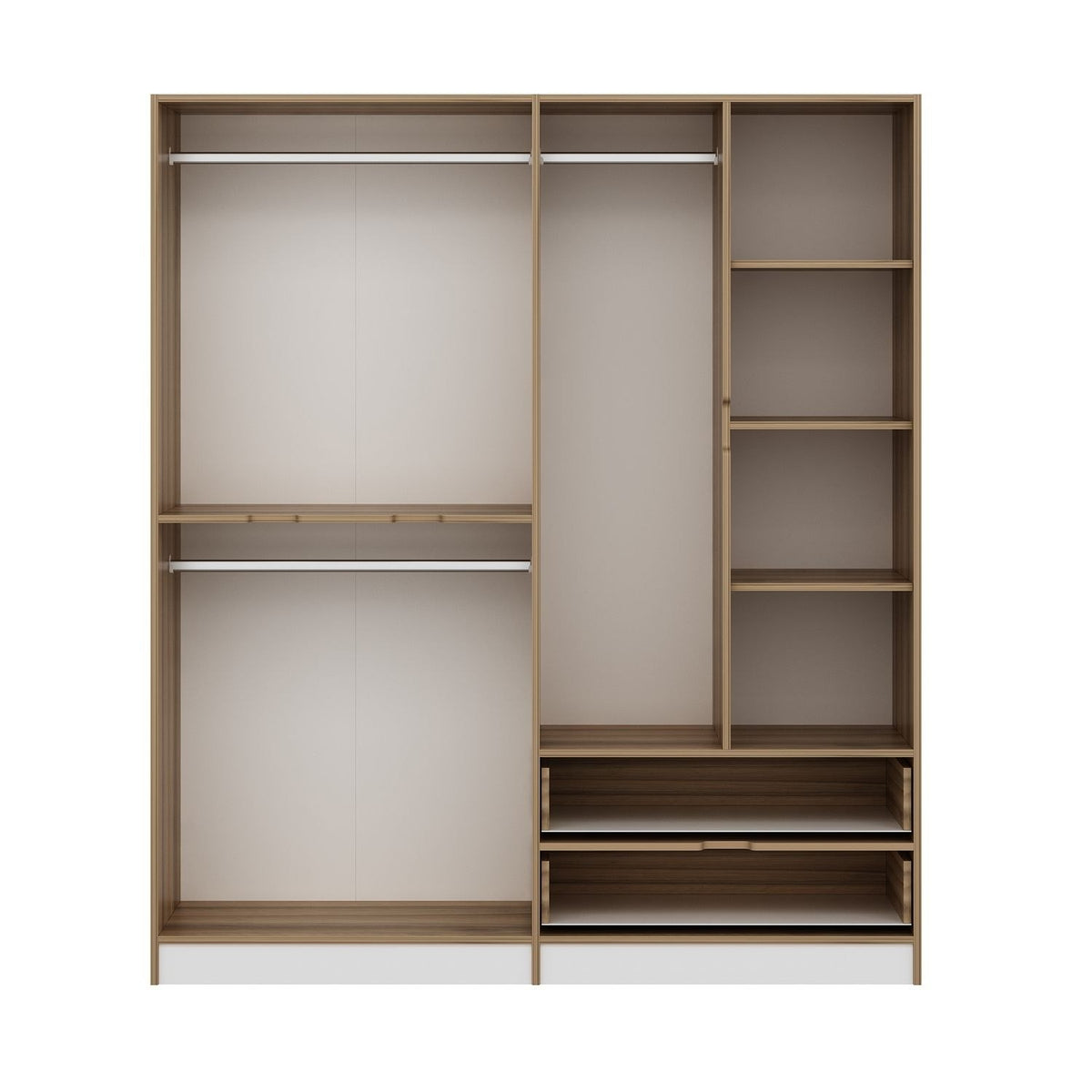 Wardrobes - Wardrobe Elina White Gold Melamine 185x208x52 cm - Dimehouse