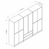 Wardrobes - Wardrobe Elina White Gold Melamine 277x208x52 cm - Dimehouse