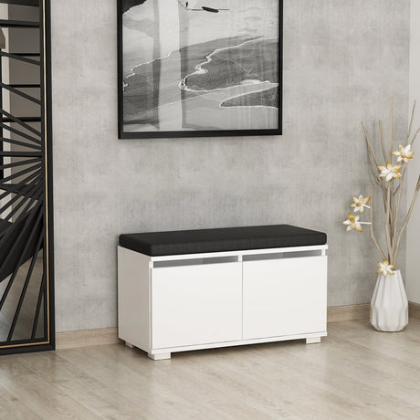 Shoe cabinets - Shoe cabinet Drago White Melamine 80x42x35 cm - Dimehouse
