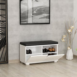 Shoe cabinets - Shoe cabinet Drago White Melamine 80x42x35 cm - Dimehouse