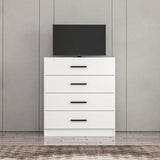 Chests of drawers - Chest of drawers Bare TV White Melamine 90x100x47 cm - Dimehouse