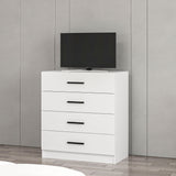 Chests of drawers - Chest of drawers Bare TV White Melamine 90x100x47 cm - Dimehouse