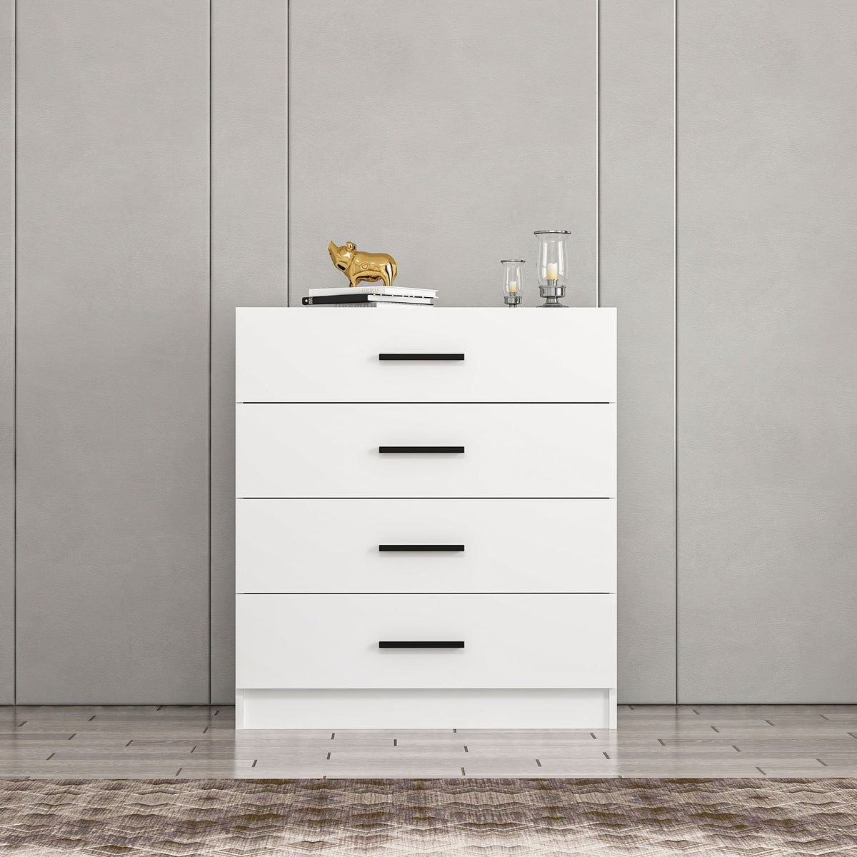 Chests of drawers - Chest of drawers Bare TV White Melamine 90x100x47 cm - Dimehouse