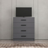 Chests of drawers - Chest of drawers Kale TV Anthracite Melamine 90x100x47 cm - Dimehouse