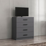 Chests of drawers - Chest of drawers Kale TV Anthracite Melamine 90x100x47 cm - Dimehouse