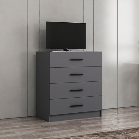 Chests of drawers - Chest of drawers Kale TV Anthracite Melamine 90x100x47 cm - Dimehouse